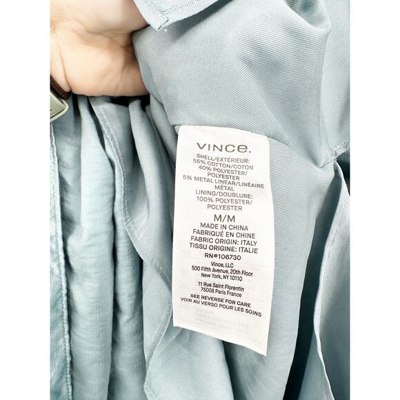 Vince Smocked Tiered Metal Satin Midi Length Pull-On A-Line Skirt Size Medium - Picture 5 of 6